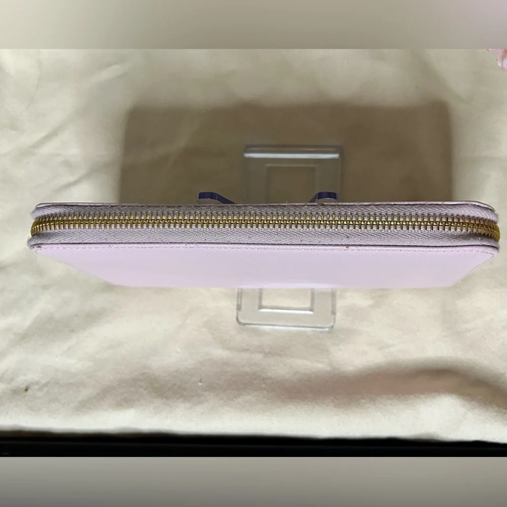 Prada Saffiano Lux Zip-Around Wallet (Light Pink) w/ Gold Logo